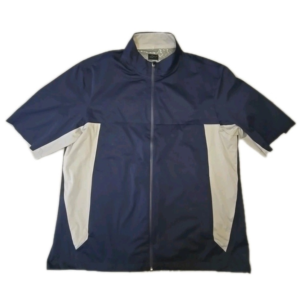 Greg Norman Mens XL Blue Gray Full Zip Short Sleeve Golf Windbreaker Jacket